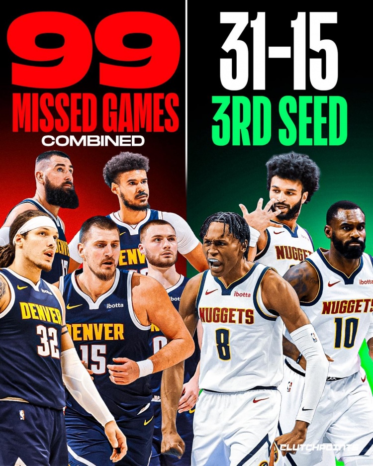 pg游戏app-4主力+瓦兰合计缺席99场！掘金依旧31胜15负排西部第三！